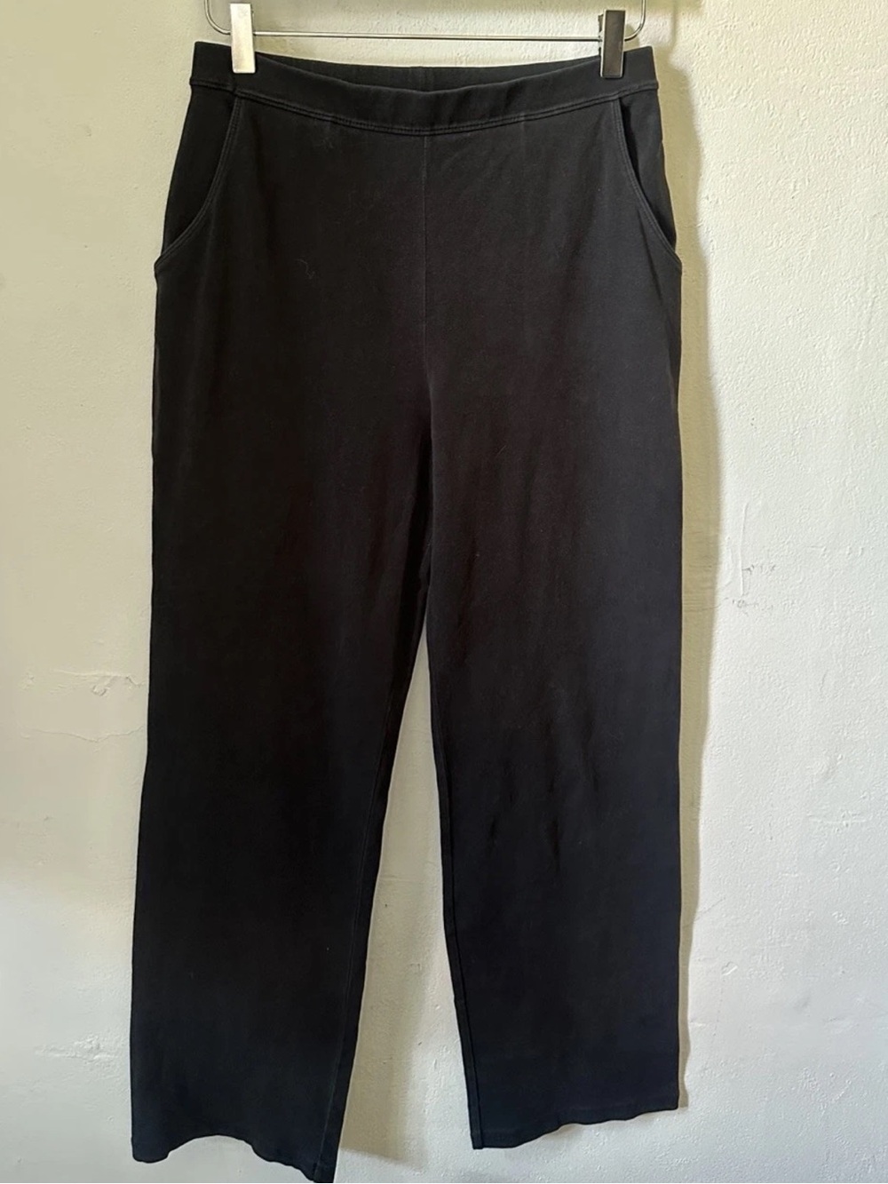 LL Bean Womens Black Pull On Pants Stretch Straight Leg Elastic Waist Small
